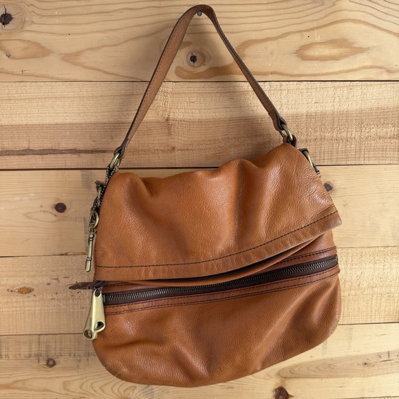 Fossil Handbags - Fossil Explorer Large Brown Leather Fold Over Messenger Satchel Bag Vintage